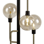 NL77359 Dublin Floor Lamp 8 Light Matt Black/Antique Brass/Cognac Glass