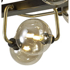 NL82969 Dublin Fixed Pendant Ceiling 10 Light Matt Black/Antique Brass/Cognac Glass
