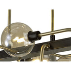 NL82969 Dublin Fixed Pendant Ceiling 10 Light Matt Black/Antique Brass/Cognac Glass