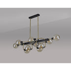 NL82969 Dublin Fixed Pendant Ceiling 10 Light Matt Black/Antique Brass/Cognac Glass