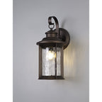 NL75569 Ellen Outdoor Small Wall Lamp 1 Light Antique Bronze/Clear Ripple Glass