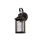 NL75569 Ellen Outdoor Small Wall Lamp 1 Light Antique Bronze/Clear Ripple Glass