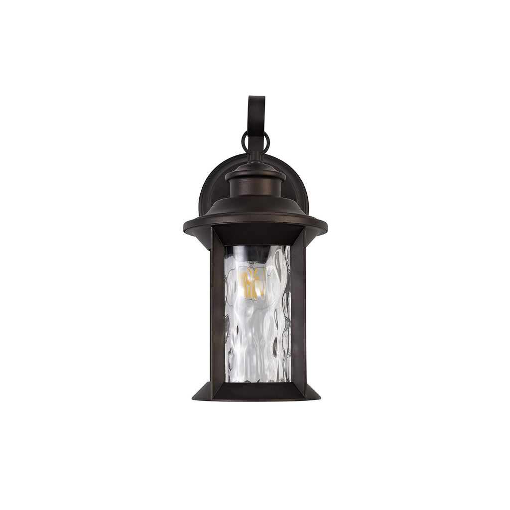 NL75569 Ellen Outdoor Small Wall Lamp 1 Light Antique Bronze/Clear Ripple Glass