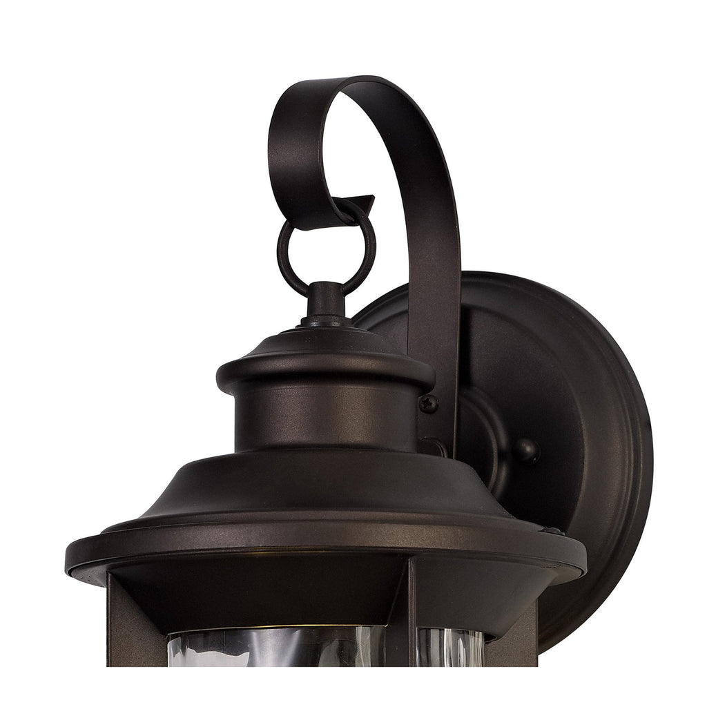 NL75569 Ellen Outdoor Small Wall Lamp 1 Light Antique Bronze/Clear Ripple Glass