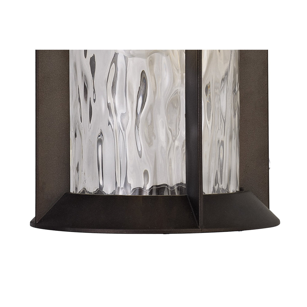NL75569 Ellen Outdoor Small Wall Lamp 1 Light Antique Bronze/Clear Ripple Glass