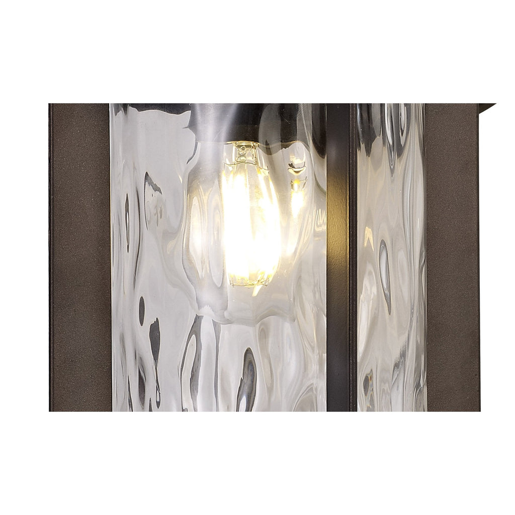 NL75569 Ellen Outdoor Small Wall Lamp 1 Light Antique Bronze/Clear Ripple Glass