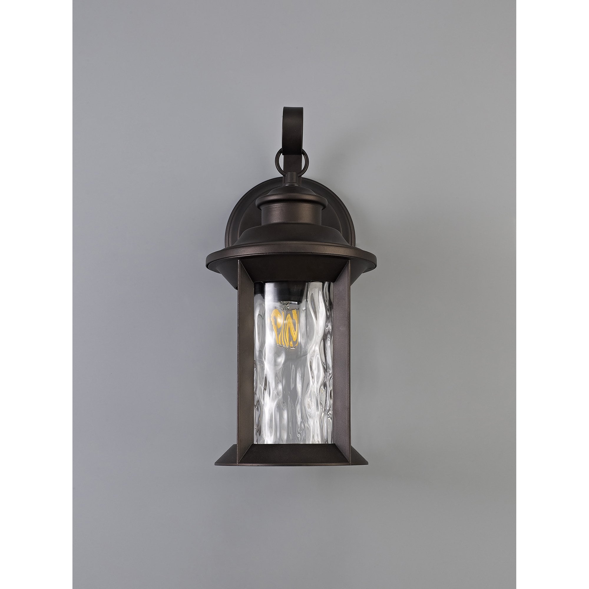 NL75569 Ellen Outdoor Small Wall Lamp 1 Light Antique Bronze/Clear Ripple Glass