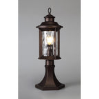 NL75579 Ellen Outdoor Pedestal Lamp 1 Light Antique Bronze/Clear Ripple Glass