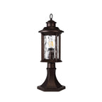 NL75579 Ellen Outdoor Pedestal Lamp 1 Light Antique Bronze/Clear Ripple Glass