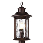 NL75579 Ellen Outdoor Pedestal Lamp 1 Light Antique Bronze/Clear Ripple Glass
