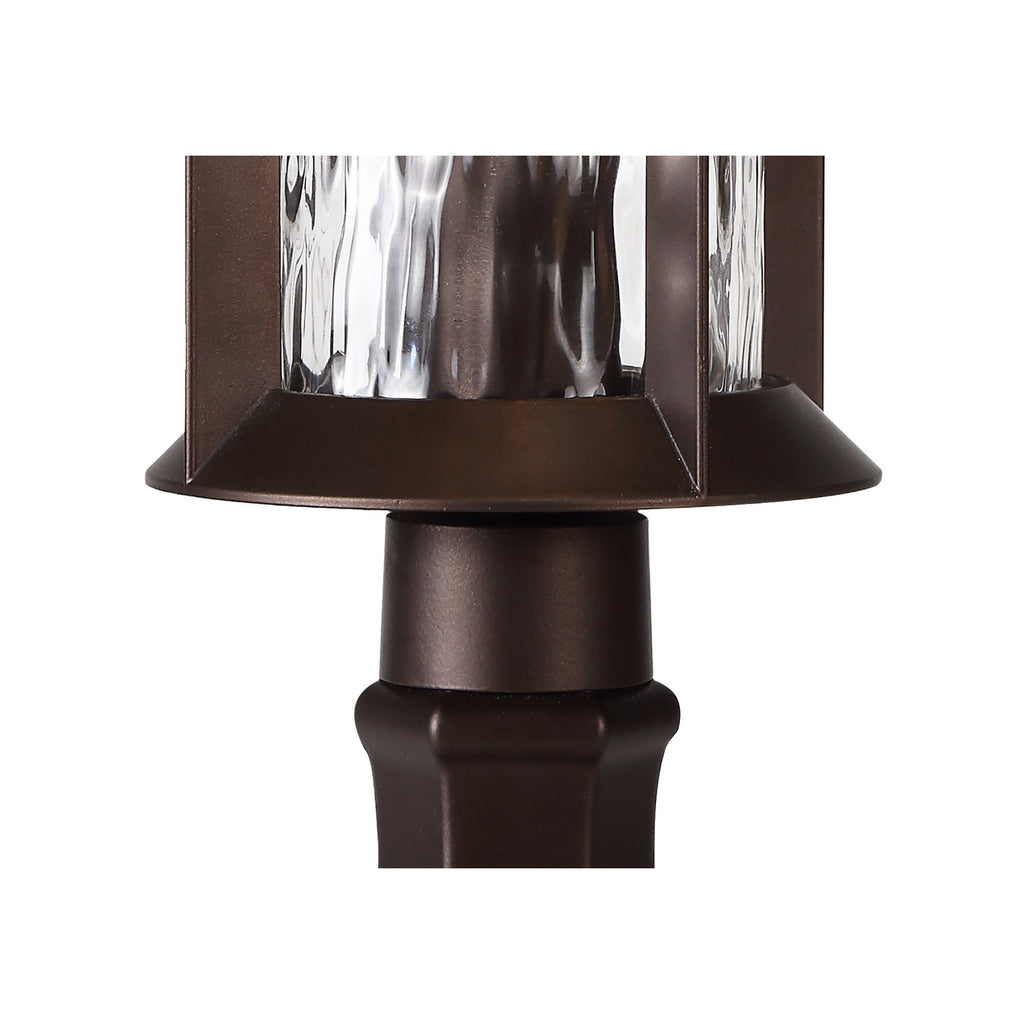 NL75579 Ellen Outdoor Pedestal Lamp 1 Light Antique Bronze/Clear Ripple Glass