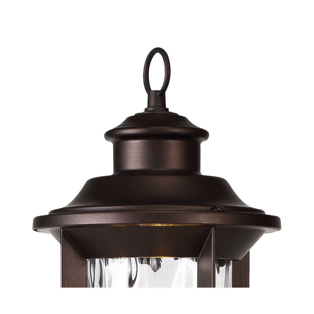 NL75579 Ellen Outdoor Pedestal Lamp 1 Light Antique Bronze/Clear Ripple Glass