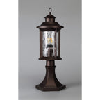 NL75579 Ellen Outdoor Pedestal Lamp 1 Light Antique Bronze/Clear Ripple Glass
