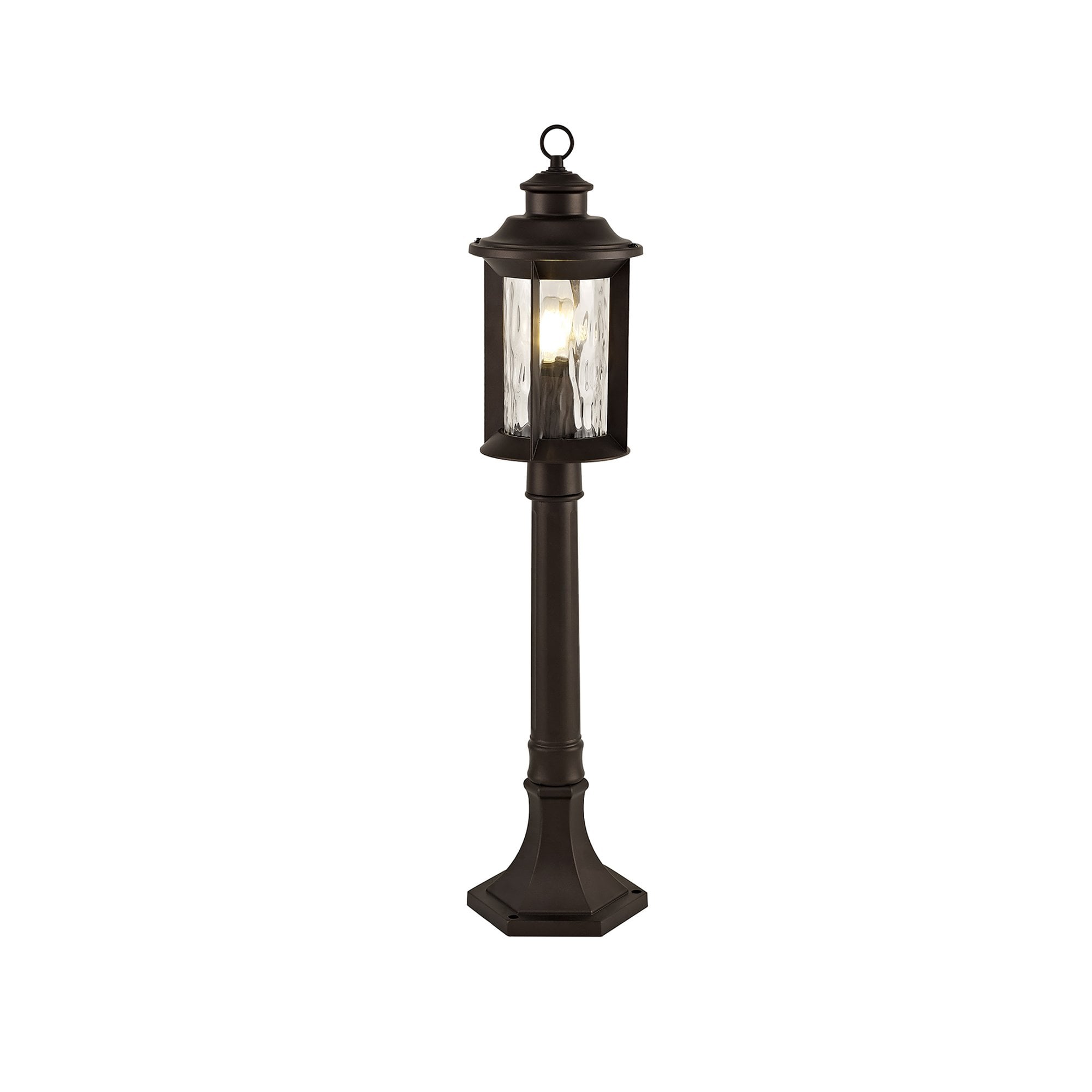 NL75589 Ellen Outdoor Post Lamp 1 Light Antique Bronze/Clear Ripple Glass