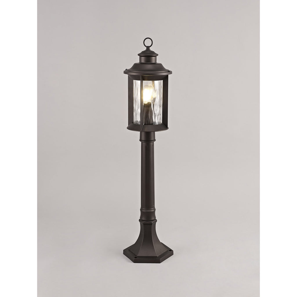 NL75589 Ellen Outdoor Post Lamp 1 Light Antique Bronze/Clear Ripple Glass