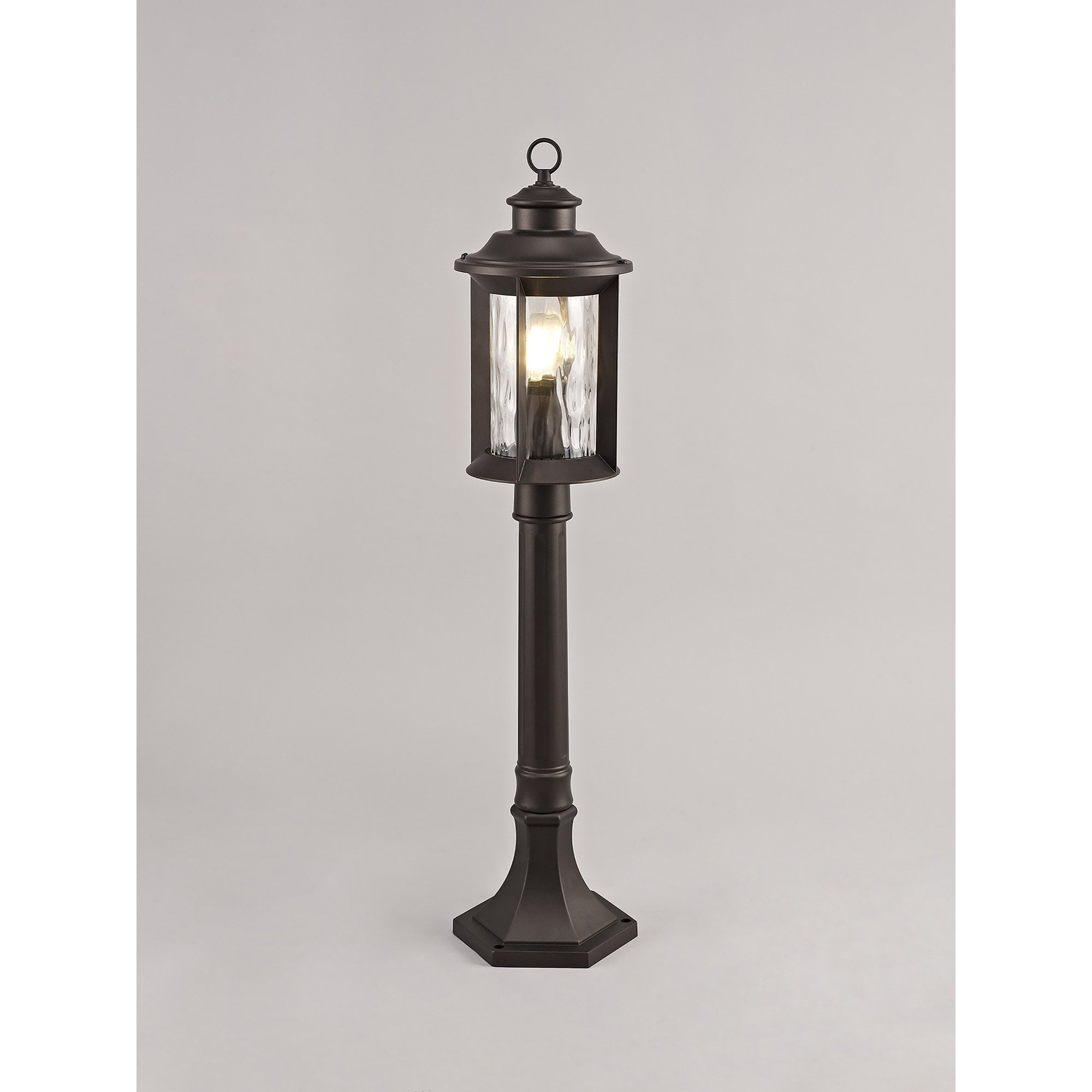 NL75589 Ellen Outdoor Post Lamp 1 Light Antique Bronze/Clear Ripple Glass