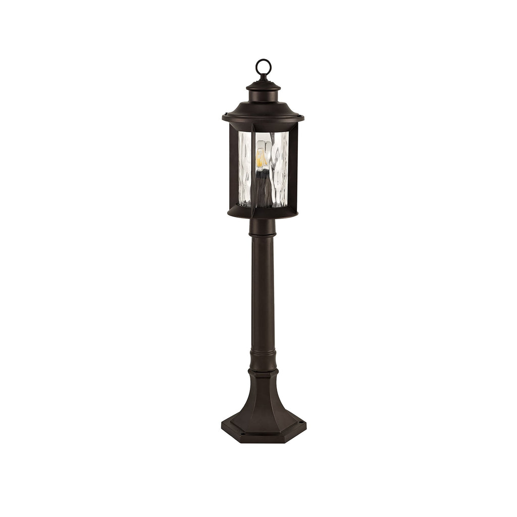 NL75589 Ellen Outdoor Post Lamp 1 Light Antique Bronze/Clear Ripple Glass