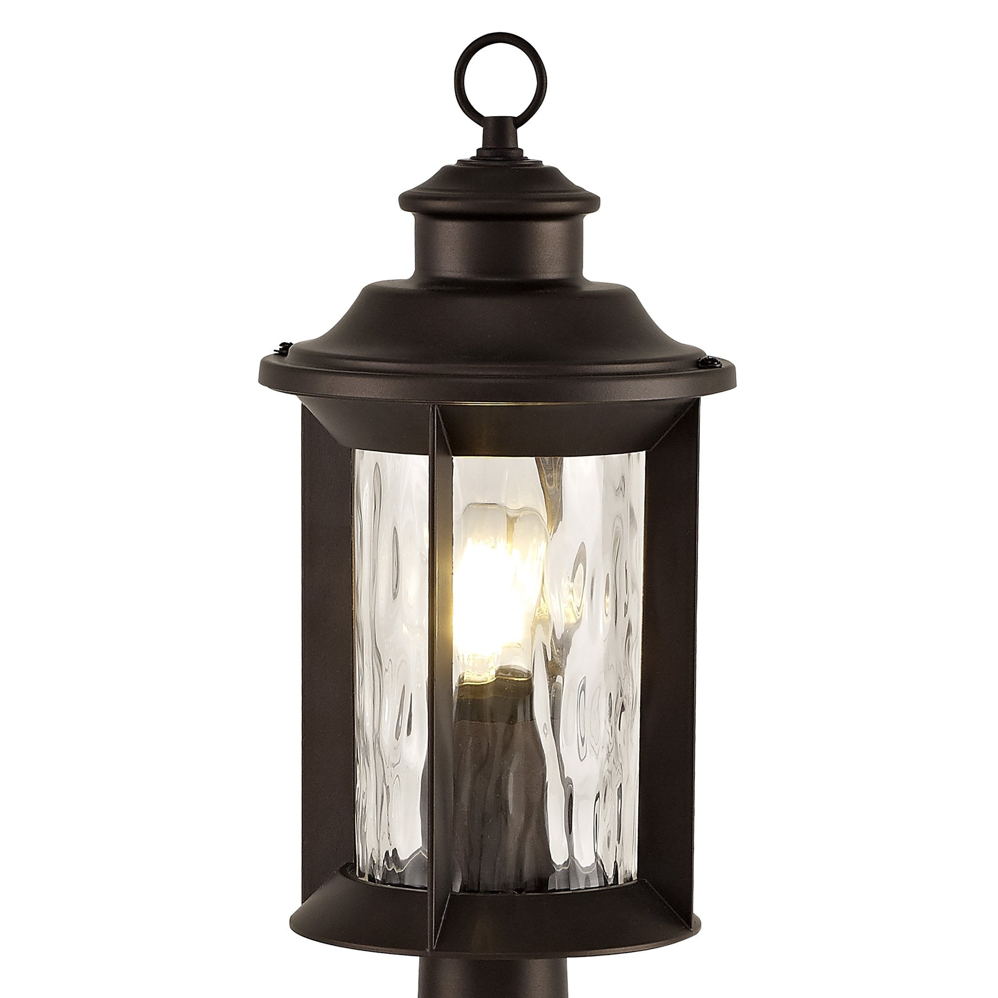 NL75589 Ellen Outdoor Post Lamp 1 Light Antique Bronze/Clear Ripple Glass