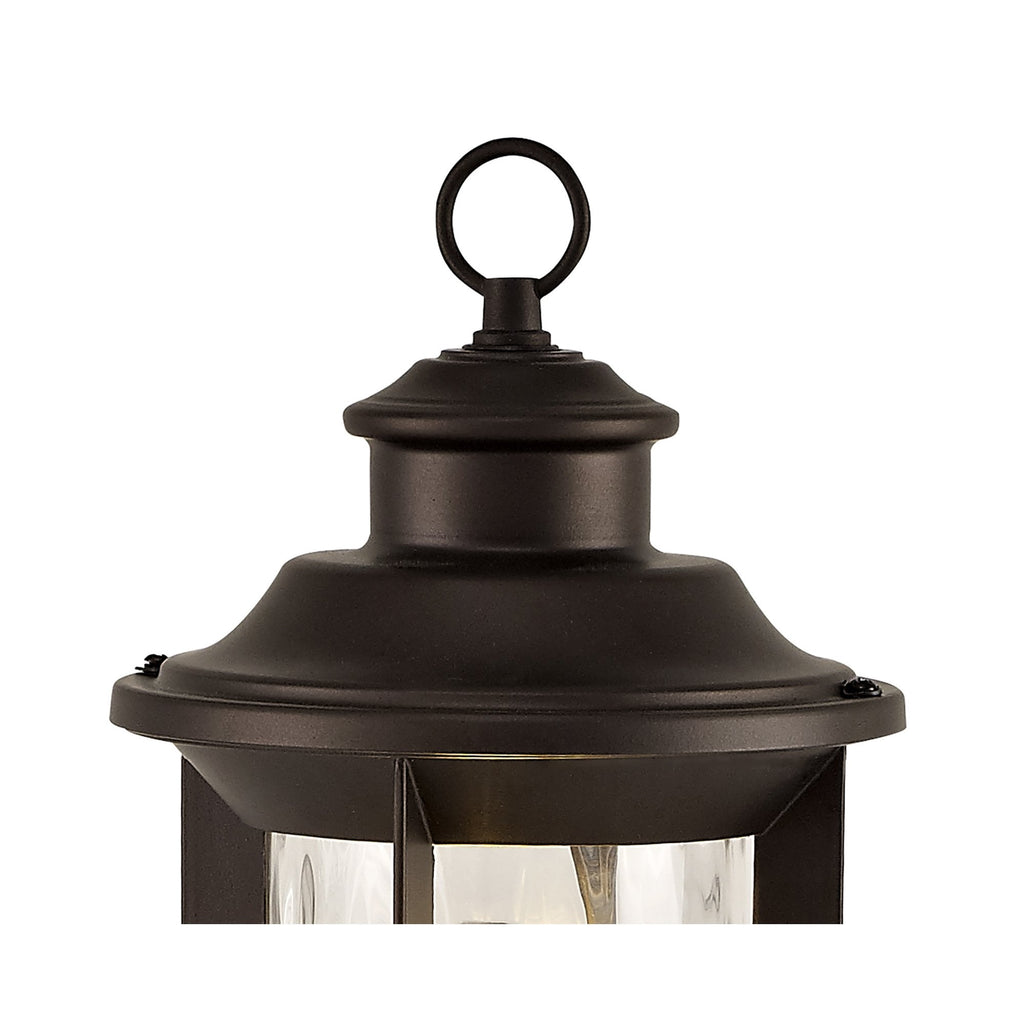 NL75589 Ellen Outdoor Post Lamp 1 Light Antique Bronze/Clear Ripple Glass
