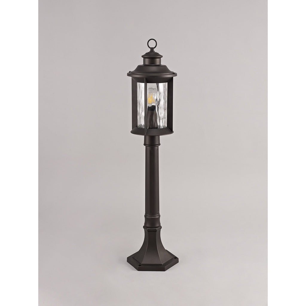 NL75589 Ellen Outdoor Post Lamp 1 Light Antique Bronze/Clear Ripple Glass