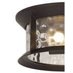 NL75599 Ellen Outdoor Flush Ceiling Lamp 2 Light Antique Bronze/Clear Ripple Glass