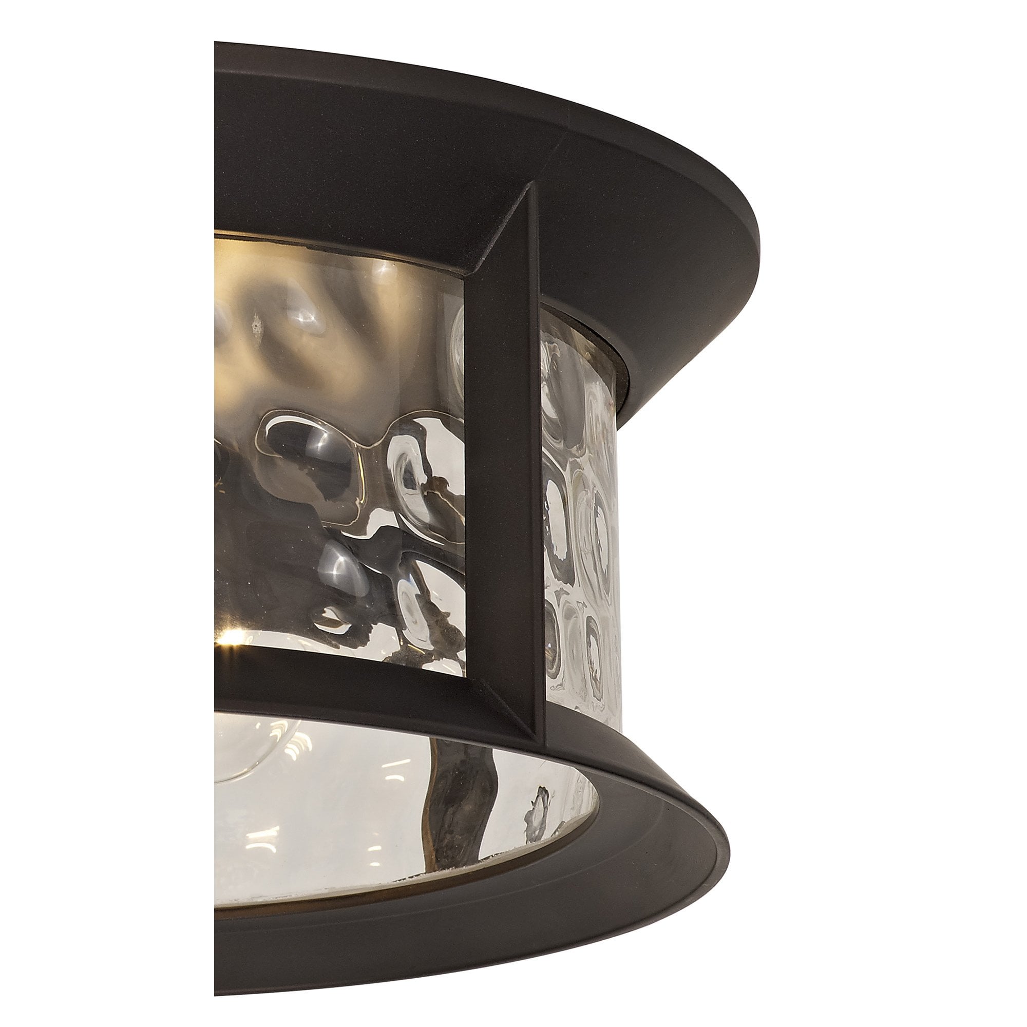 NL75599 Ellen Outdoor Flush Ceiling Lamp 2 Light Antique Bronze/Clear Ripple Glass