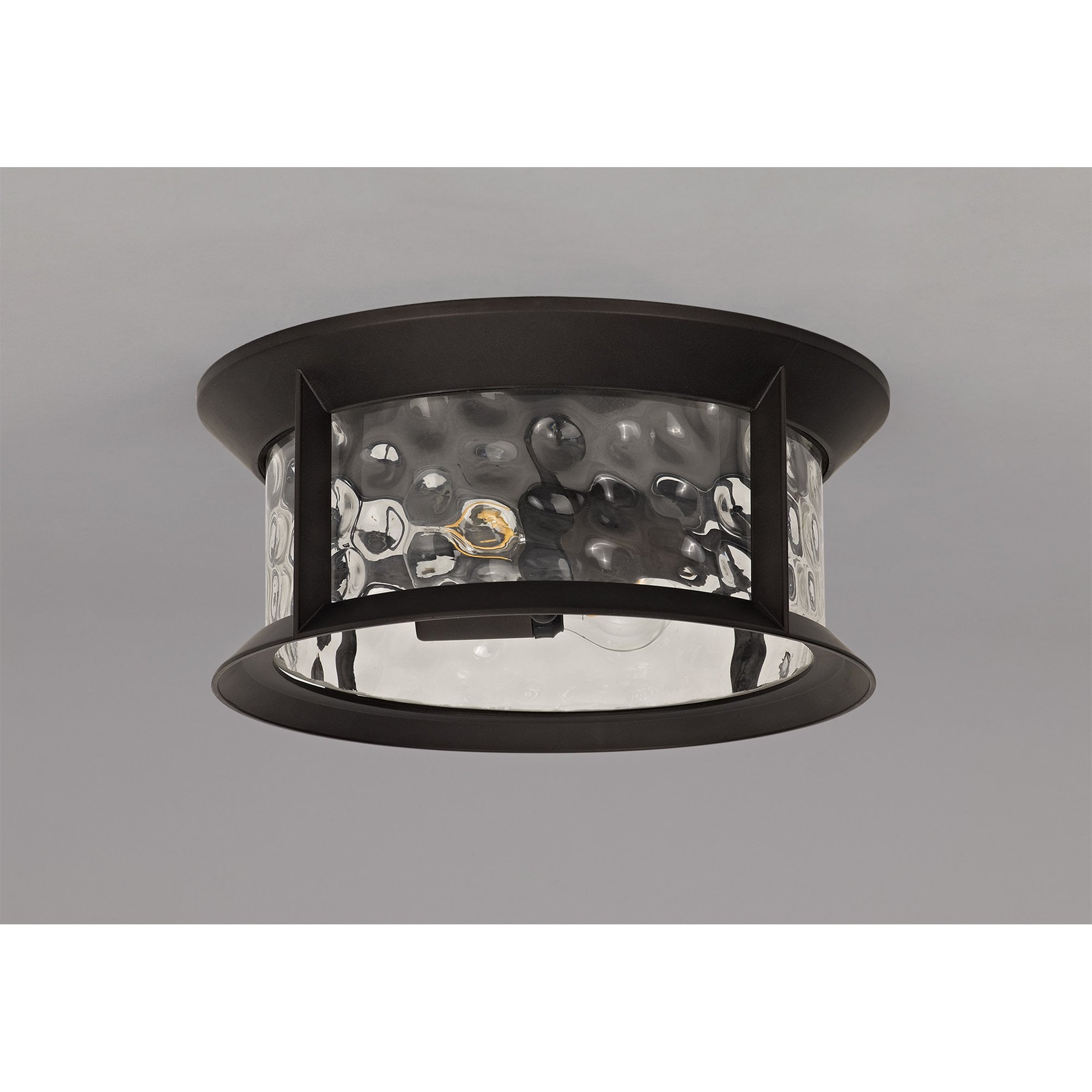 NL75599 Ellen Outdoor Flush Ceiling Lamp 2 Light Antique Bronze/Clear Ripple Glass
