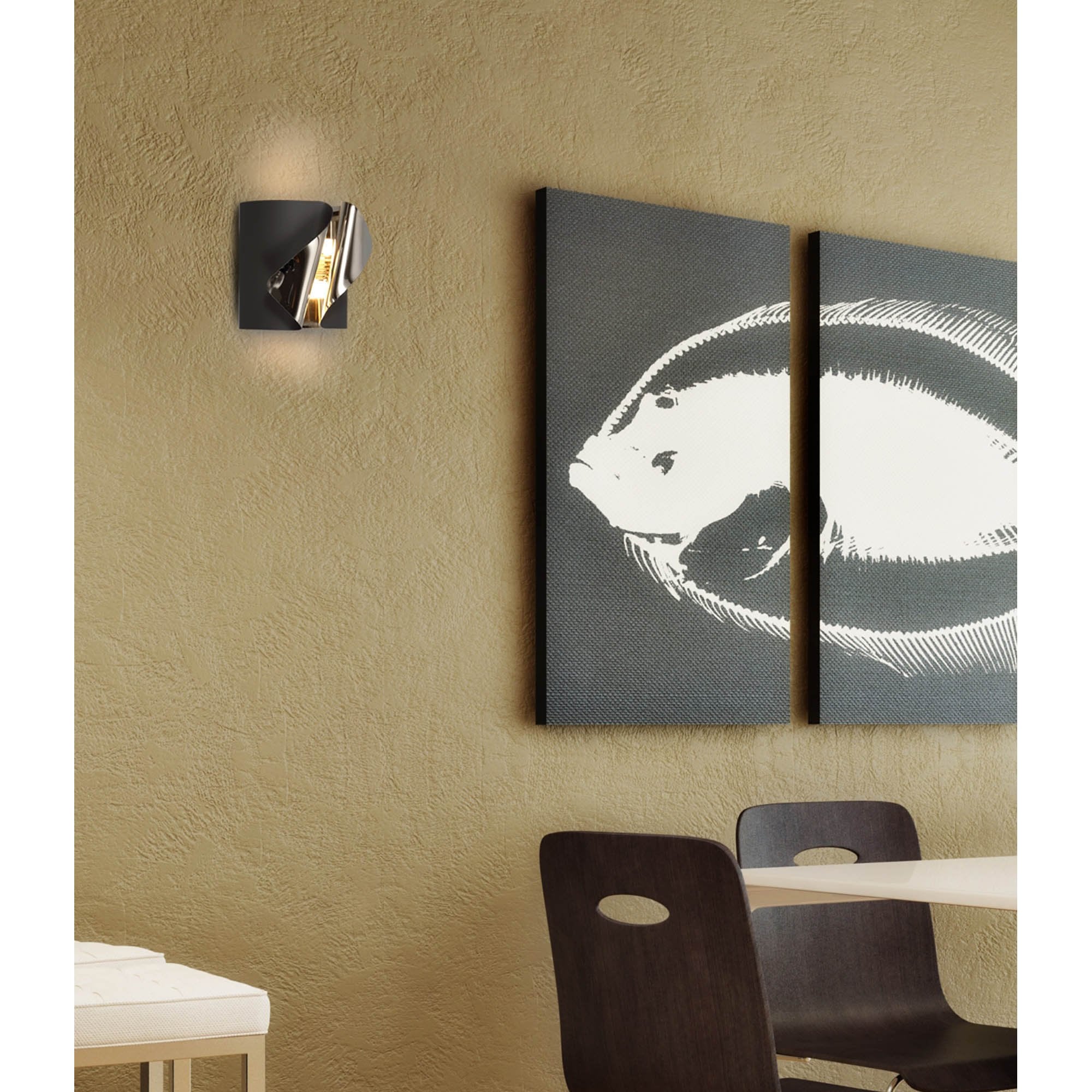 NL73679 Eurika Wall Lamp LED Sand Anthracite/Polished Chrome