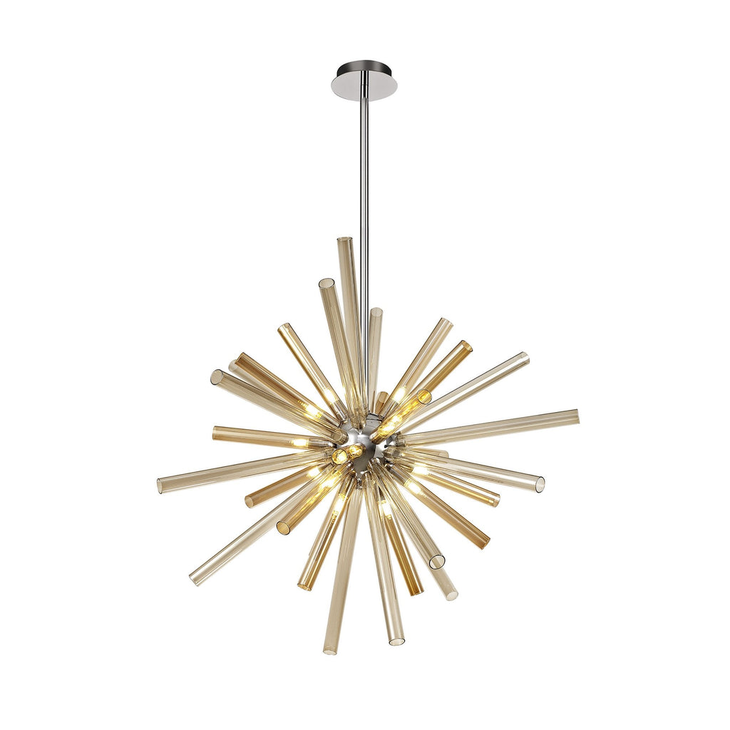 NL74009 Fabbio Pendant 16 Light Amber & Champagne/Polished Chrome