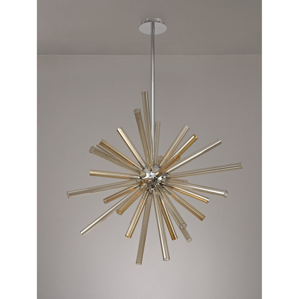 NL74009 Fabbio Pendant 16 Light Amber & Champagne/Polished Chrome