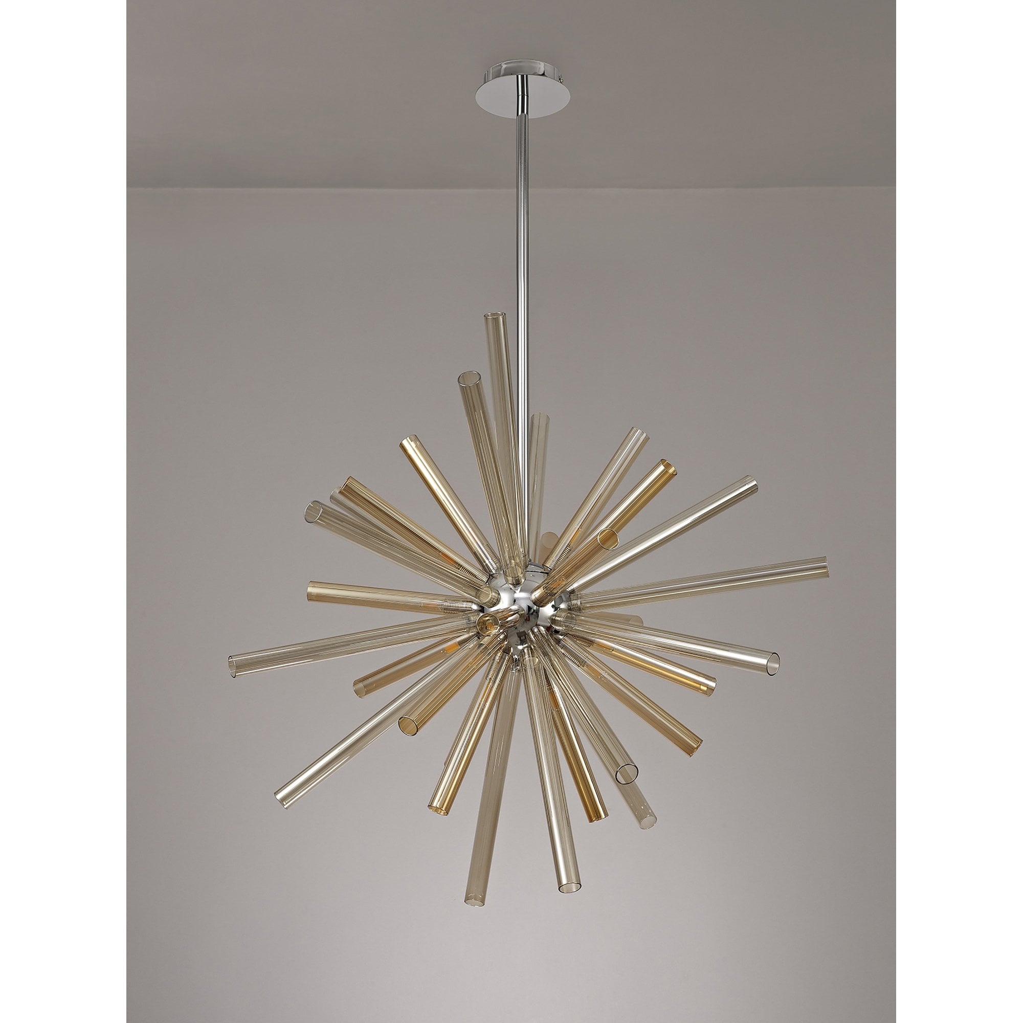 NL74009 Fabbio Pendant 16 Light Amber & Champagne/Polished Chrome
