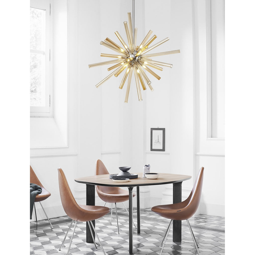 NL74019 Fabbio Semi-Flush 8 Light Amber & Champagne/Polished Chrome