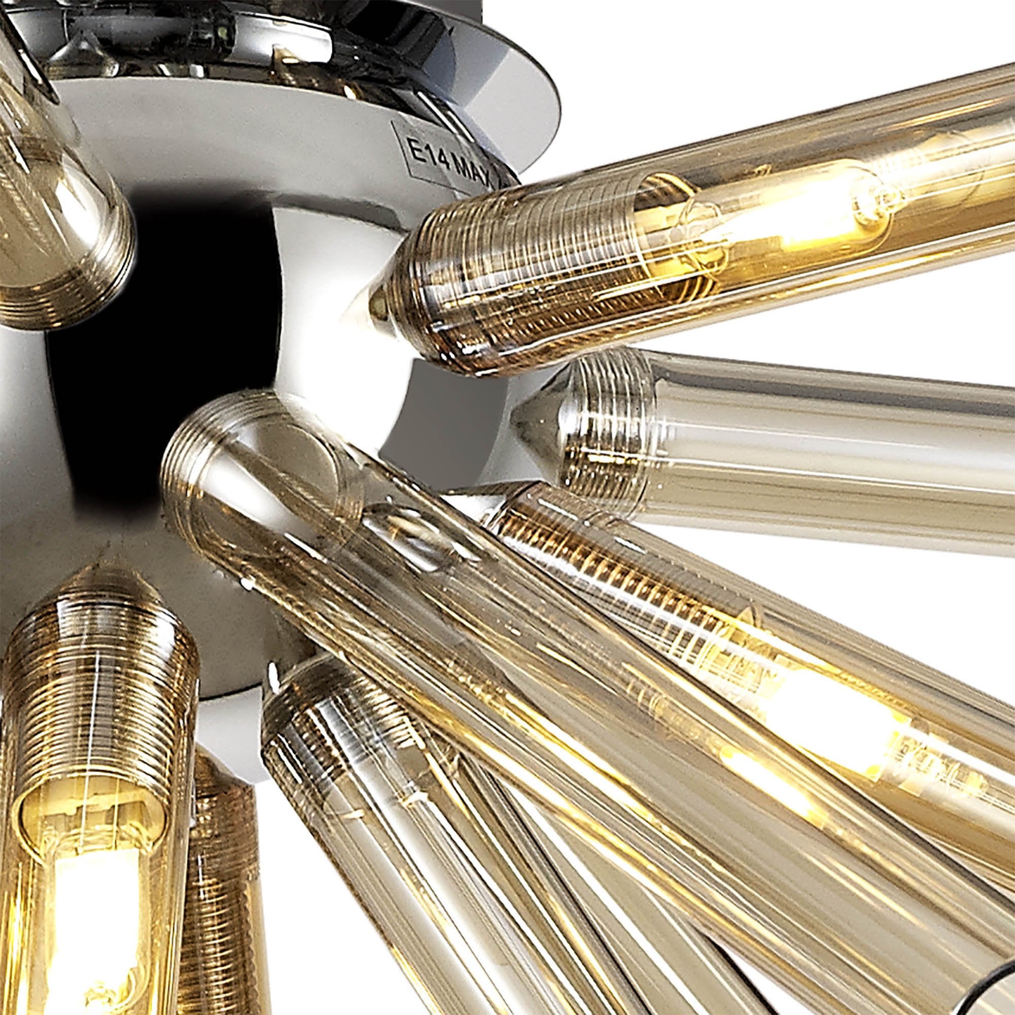 NL74019 Fabbio Semi-Flush 8 Light Amber & Champagne/Polished Chrome