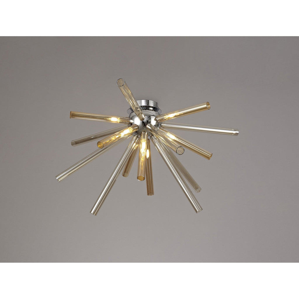 NL74019 Fabbio Semi-Flush 8 Light Amber & Champagne/Polished Chrome