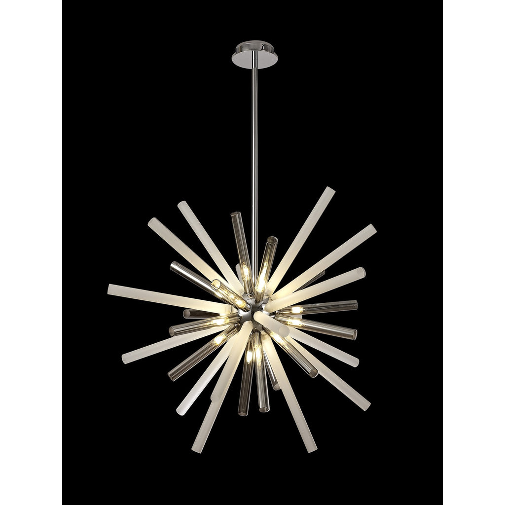 NL80479 Fabbio Pendant 16 Light Smoked & Frosted/Polished Chrome