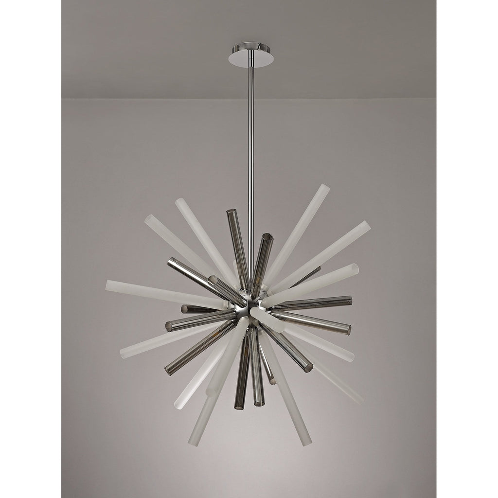 NL80479 Fabbio Pendant 16 Light Smoked & Frosted/Polished Chrome