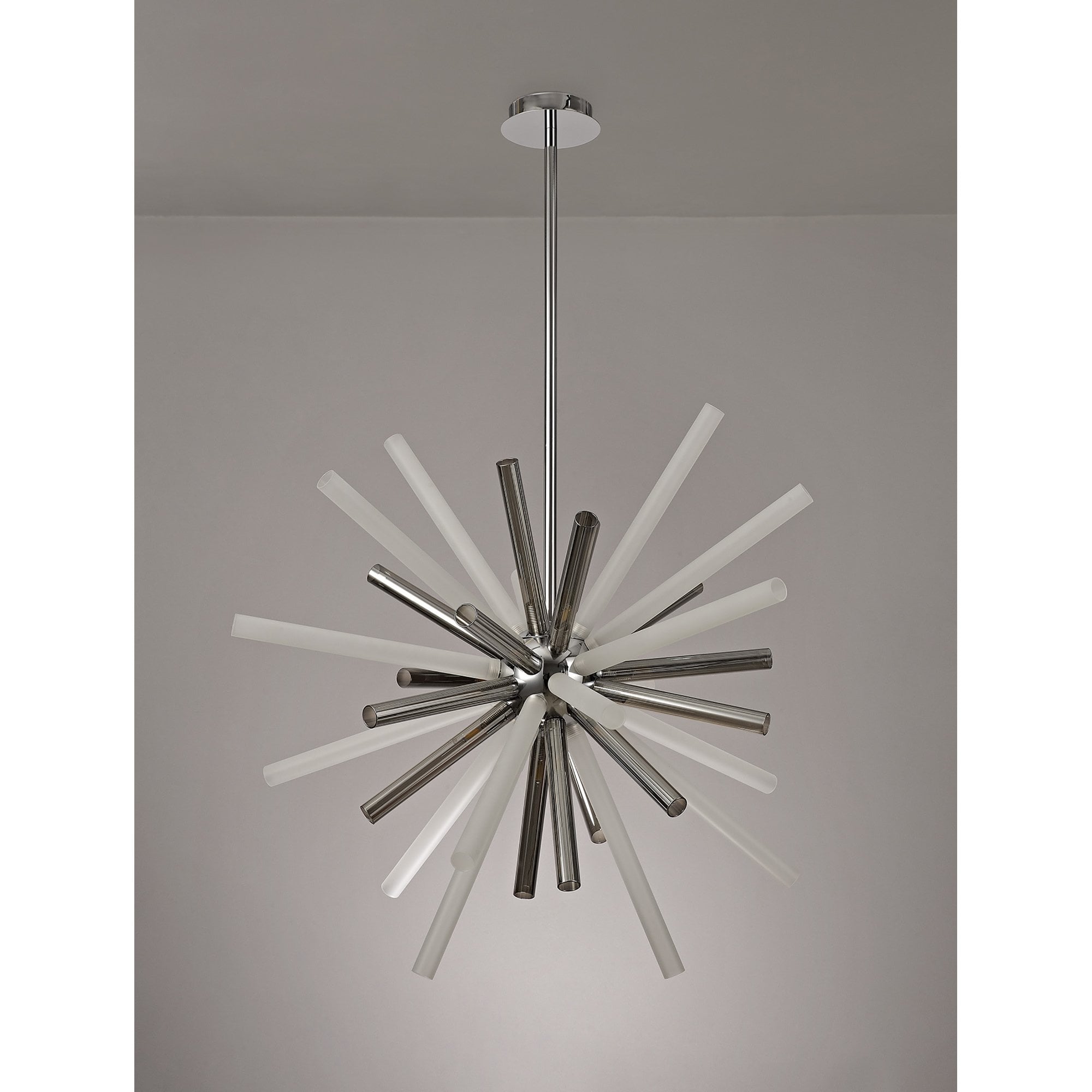 NL80479 Fabbio Pendant 16 Light Smoked & Frosted/Polished Chrome
