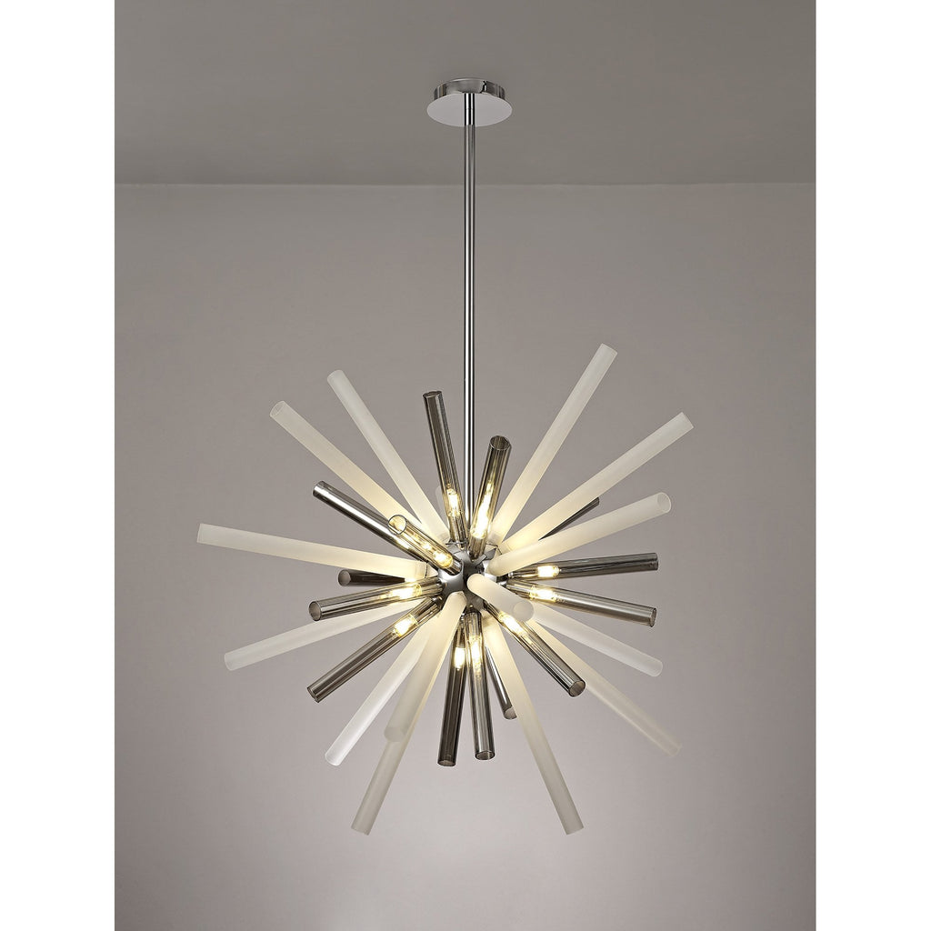 NL80479 Fabbio Pendant 16 Light Smoked & Frosted/Polished Chrome