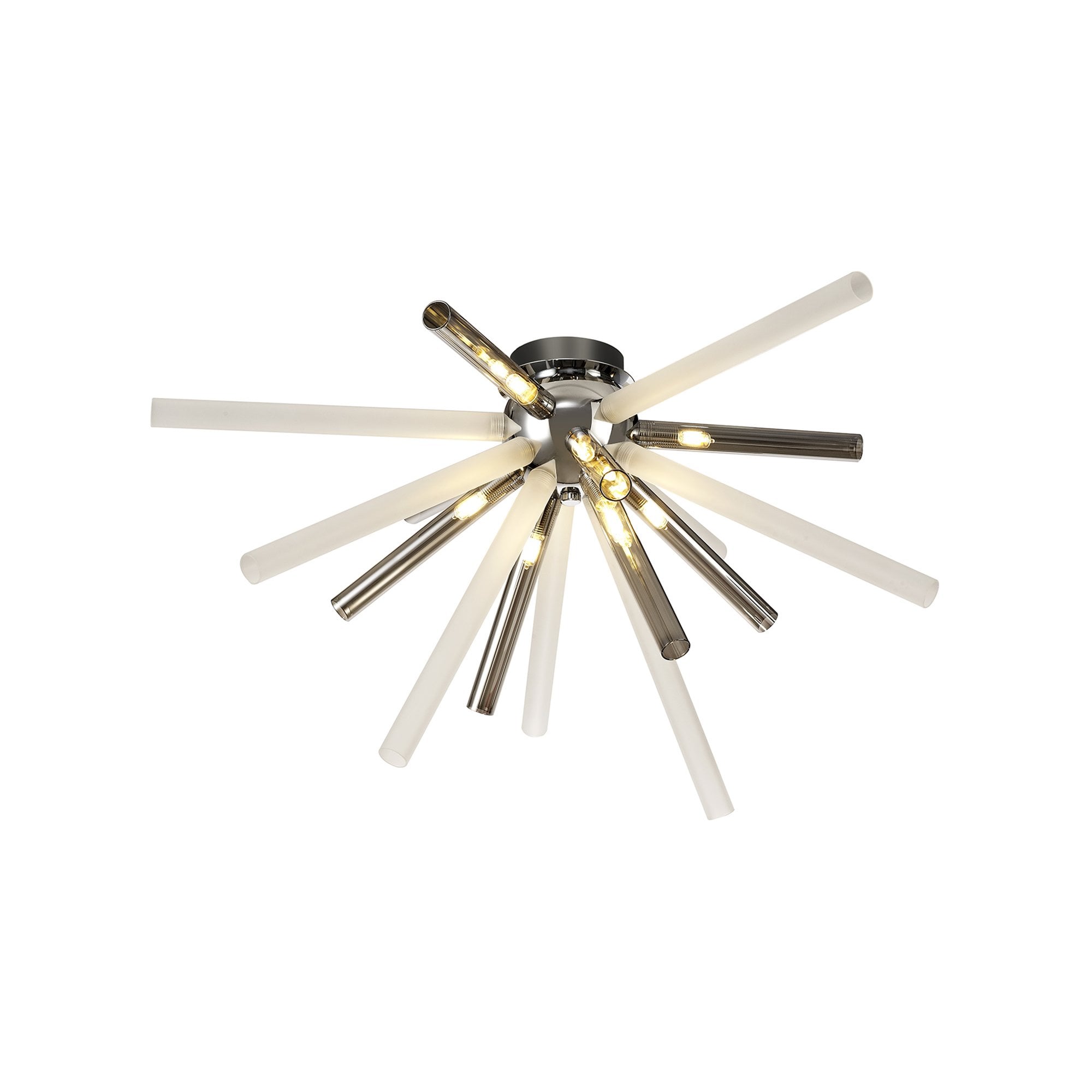 NL80489 Fabbio Semi-Flush 8 Light Smoked & Frosted/Polished Chrome