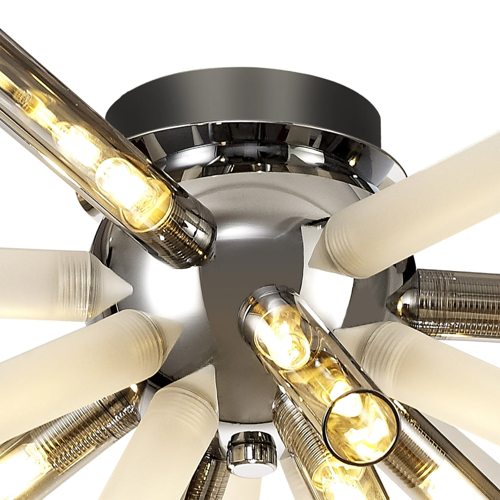 NL80489 Fabbio Semi-Flush 8 Light Smoked & Frosted/Polished Chrome