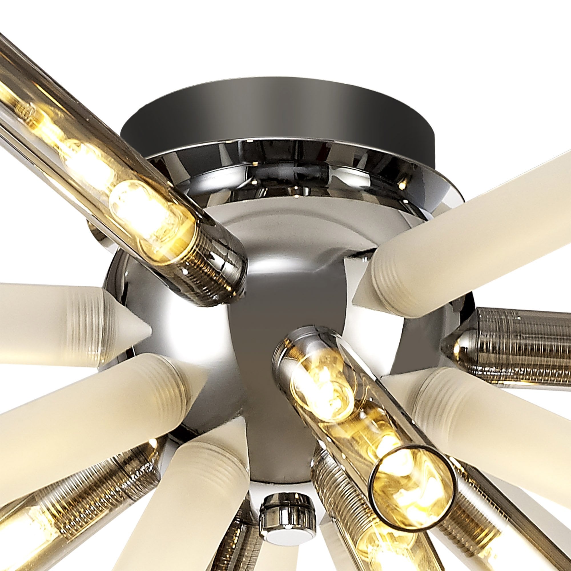 NL80489 Fabbio Semi-Flush 8 Light Smoked & Frosted/Polished Chrome