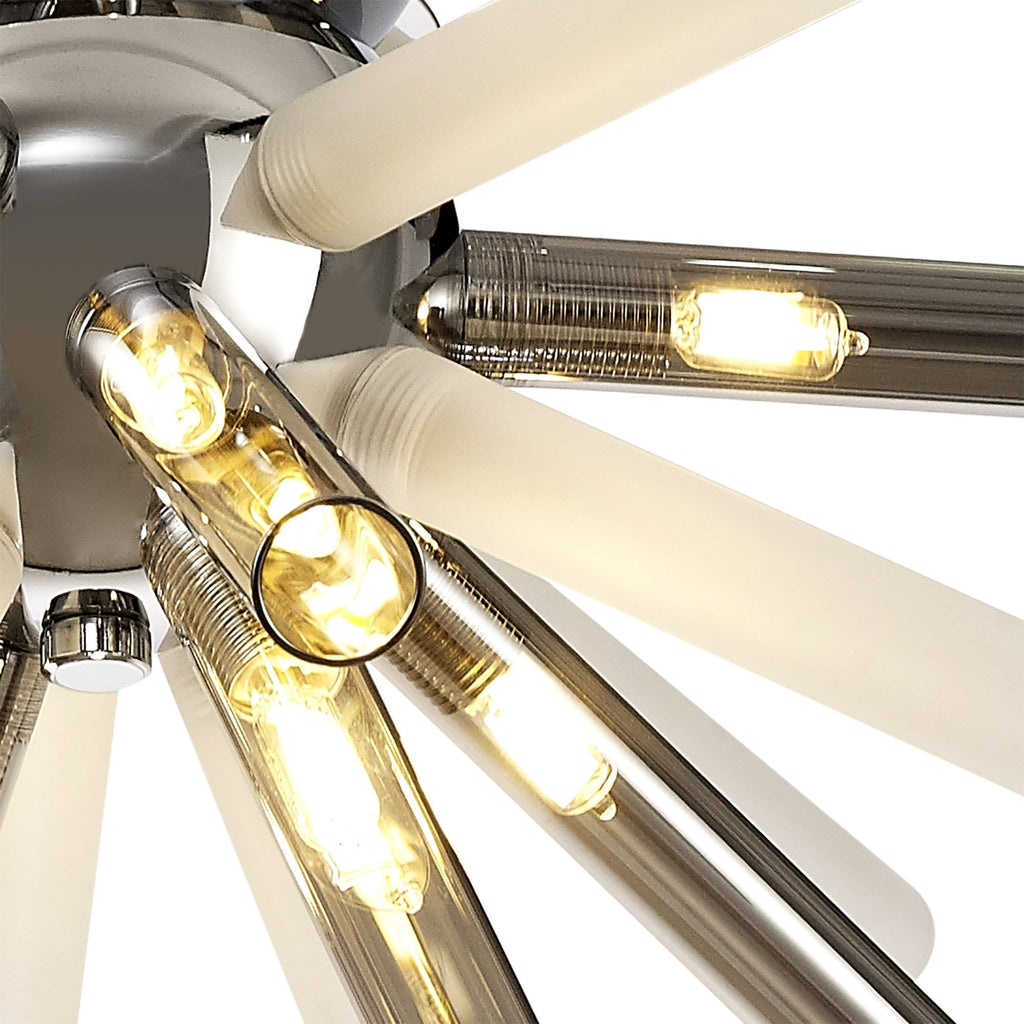 NL80489 Fabbio Semi-Flush 8 Light Smoked & Frosted/Polished Chrome