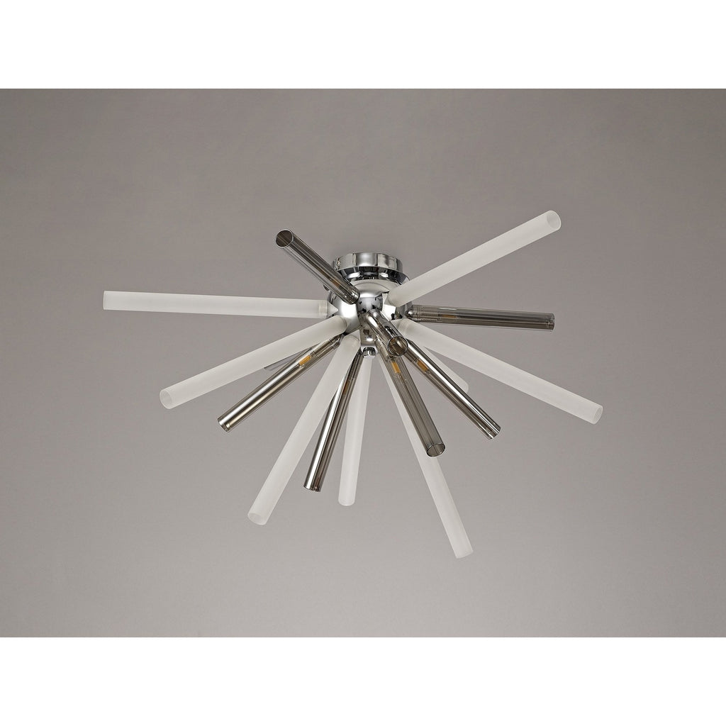 NL80489 Fabbio Semi-Flush 8 Light Smoked & Frosted/Polished Chrome