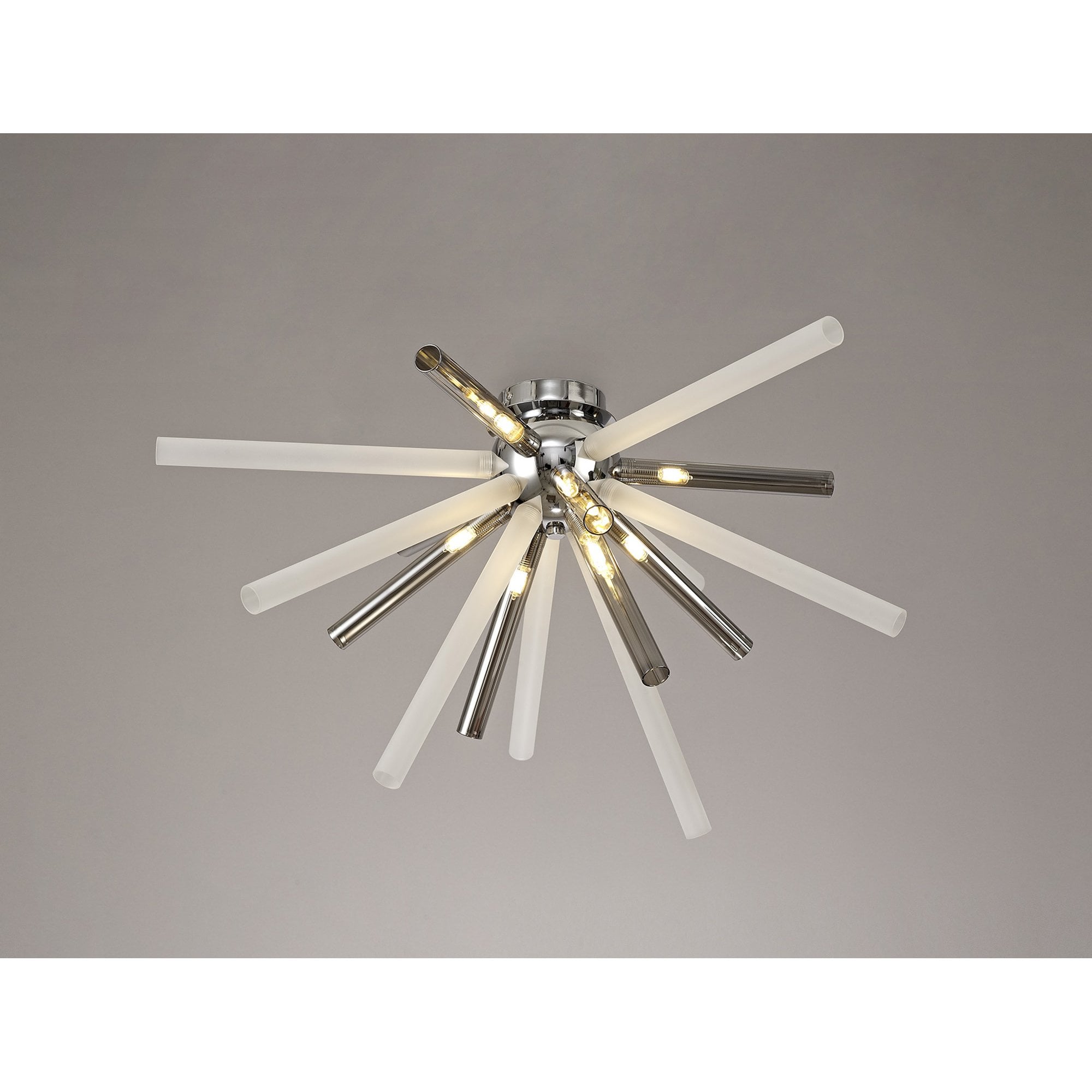 NL80489 Fabbio Semi-Flush 8 Light Smoked & Frosted/Polished Chrome