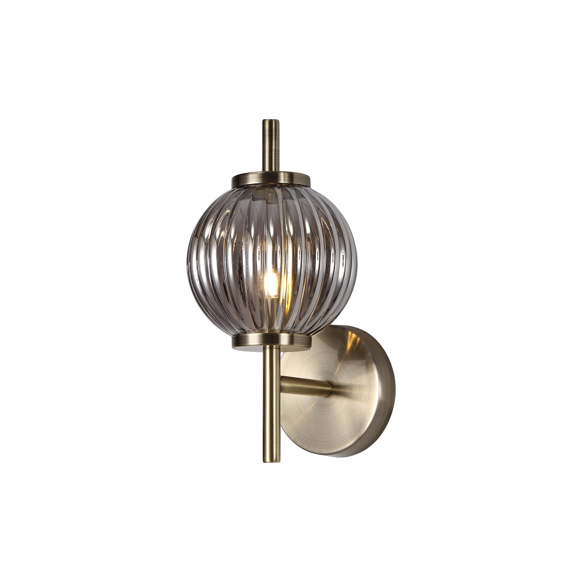 NL74439 Farro Wall Lamp Antique Brass/Smoked Glass