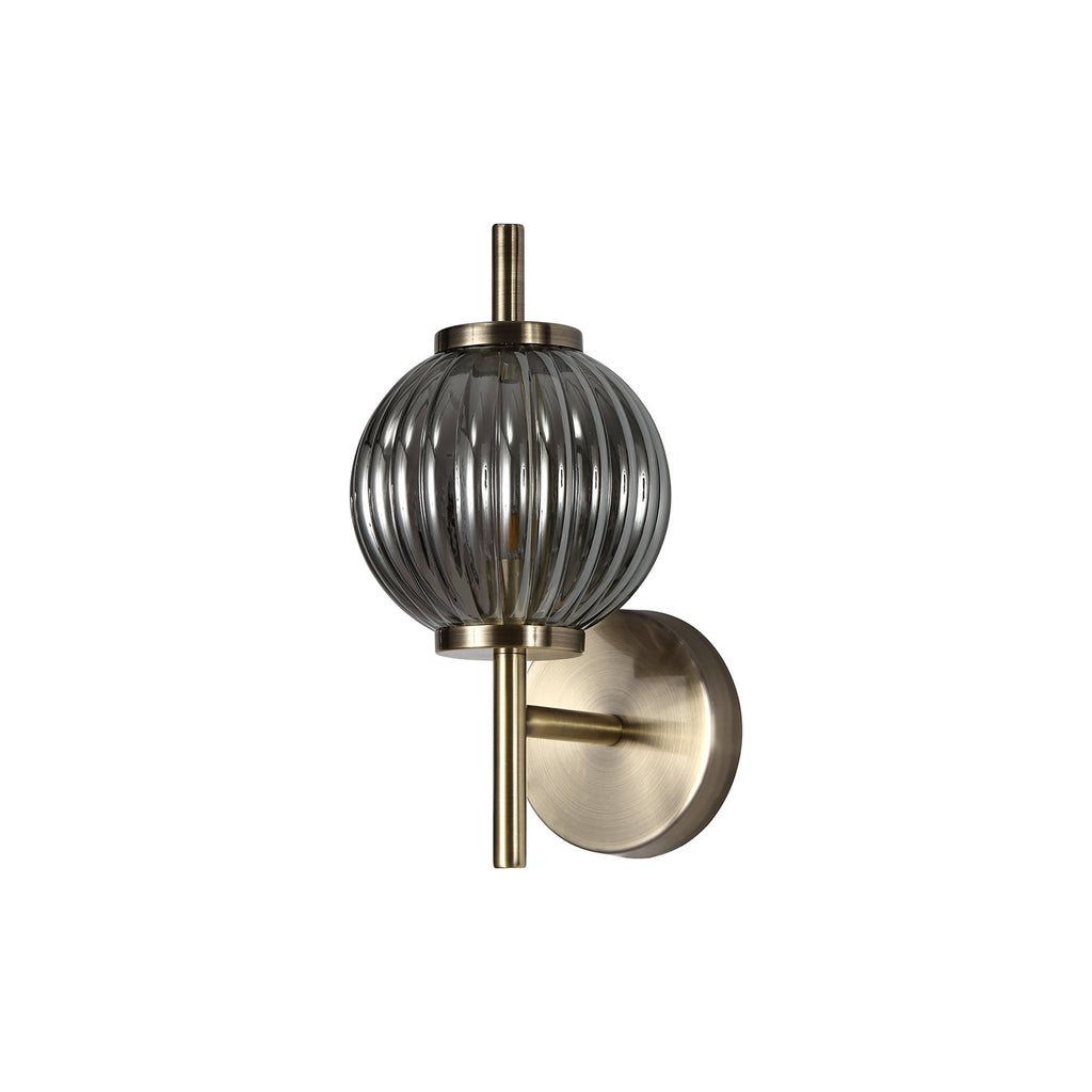 NL74439 Farro Wall Lamp Antique Brass/Smoked Glass