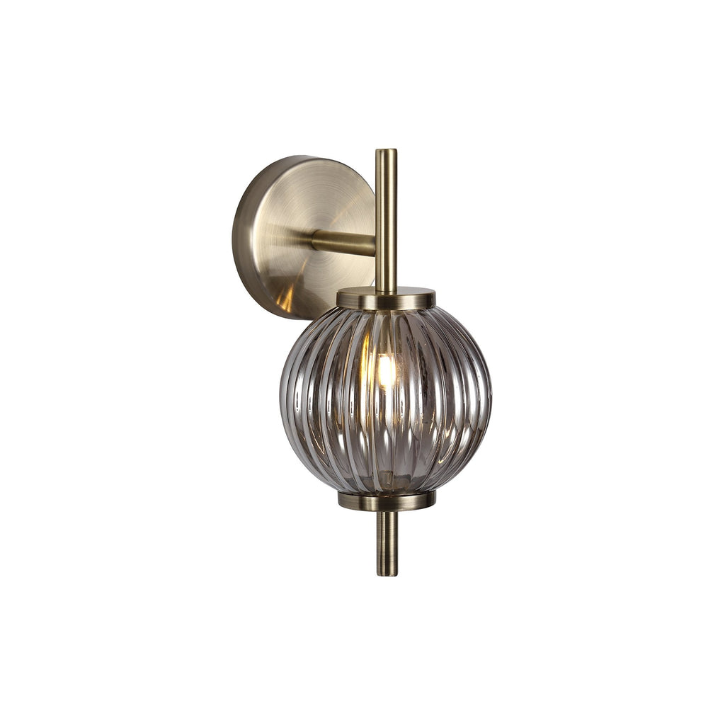NL74439 Farro Wall Lamp Antique Brass/Smoked Glass