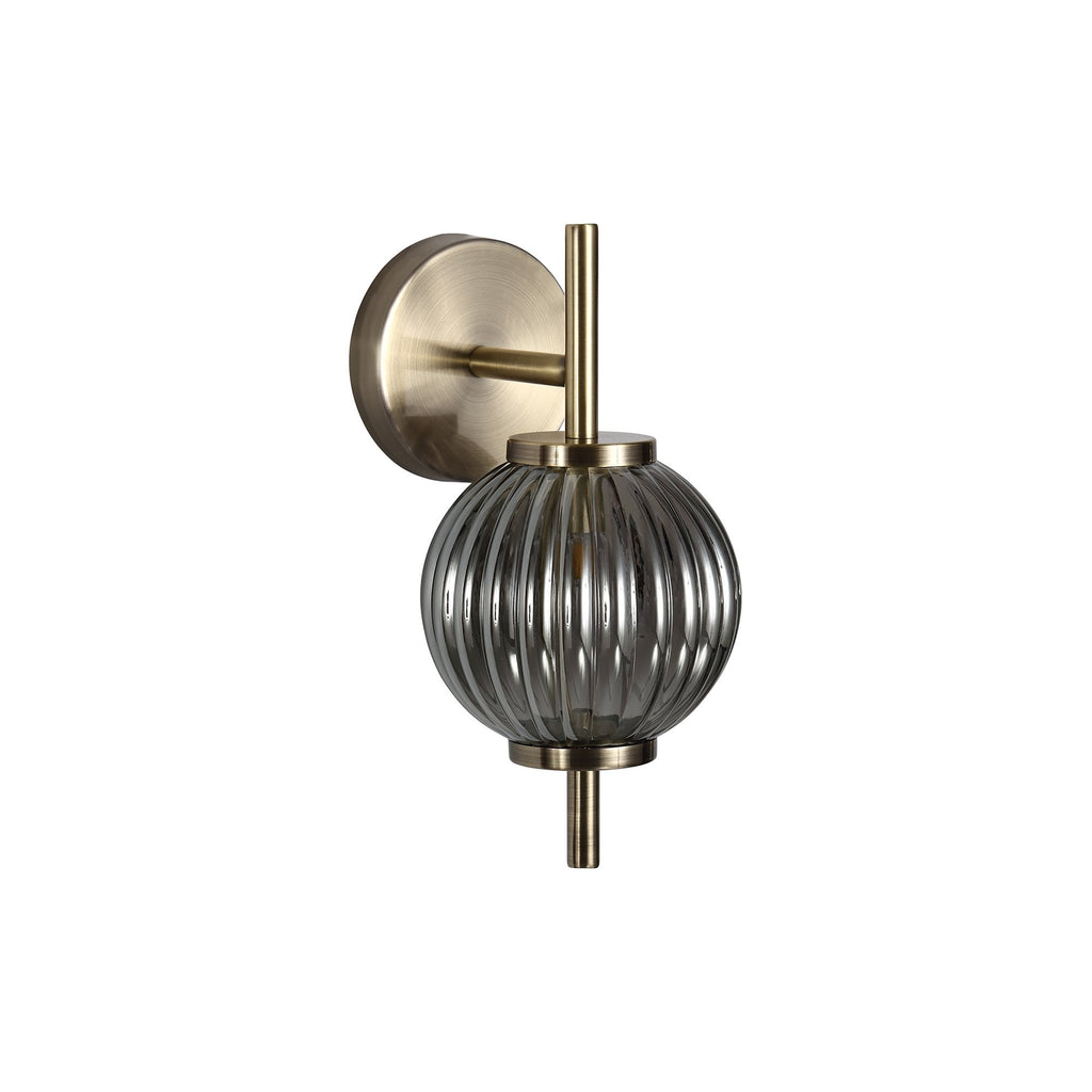 NL74439 Farro Wall Lamp Antique Brass/Smoked Glass