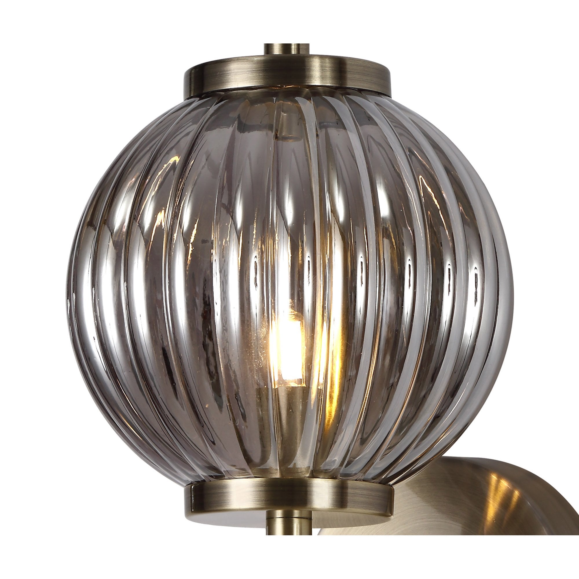 NL74439 Farro Wall Lamp Antique Brass/Smoked Glass