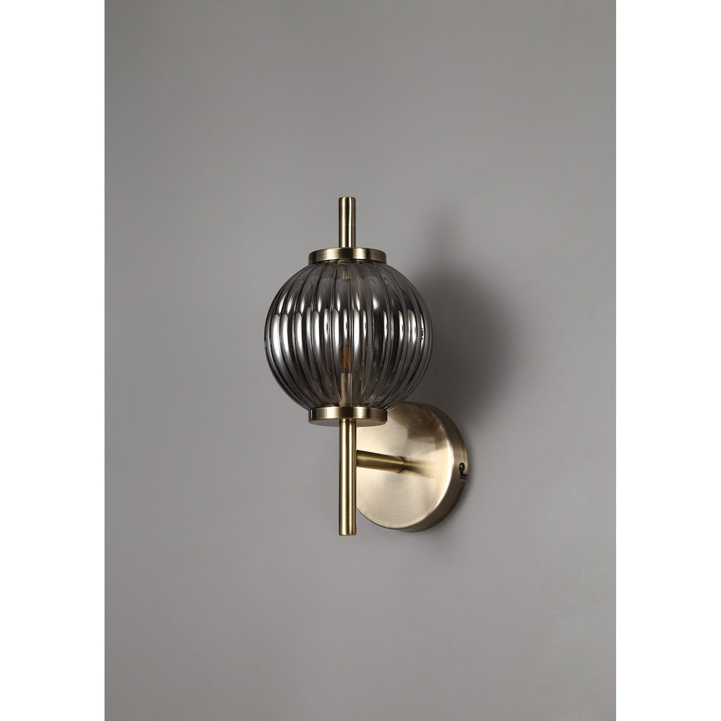 NL74439 Farro Wall Lamp Antique Brass/Smoked Glass